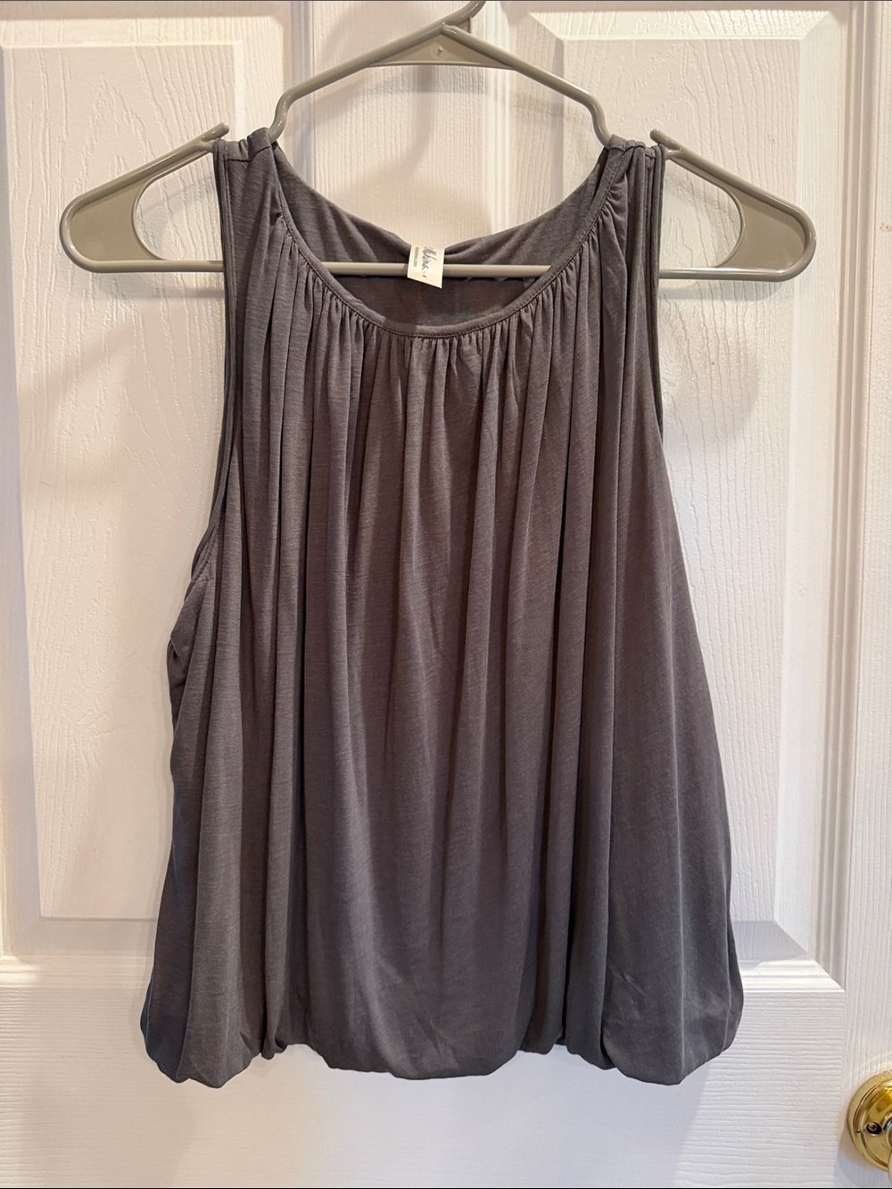 Women’s Sleeveless Gathered Neck Tank - Gray